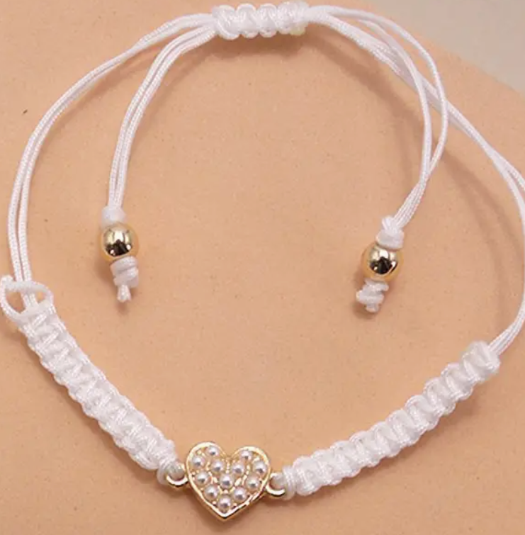 Adjustable Pearl Heart Bracelet